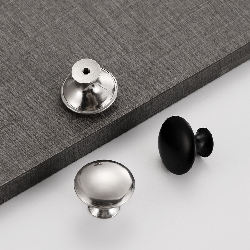 Modern Silver Black Drawer Handle and Knob Plating Round Cabinet Knobs for Furniture