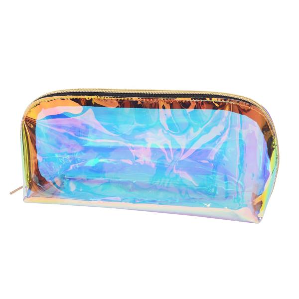 Rainbow Transparent Large Mens Hanging Wash Bag Laser Holographic Clear PVC Iridescent