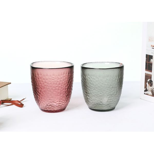 Hand Pressed 95mm Colored Glass Candle Holder With Customized Logo