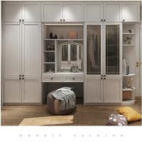 meubles en bois solides de chambre à coucher de cabinet de garde-robe de 2400mm avec de robe les Cabinets faisants le coin de bureau