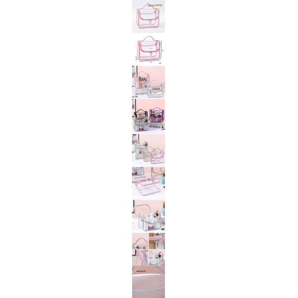 PVC Clear Makeup Bags for Women Wholesale Modern-Style Transparent Portable Handheld Minimalist Waterproof Travel Toiletry Pouch