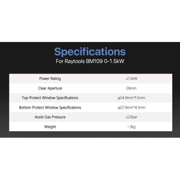 Durable 1500W Fiber Laser Welding Head Multi Function Raytools BM109