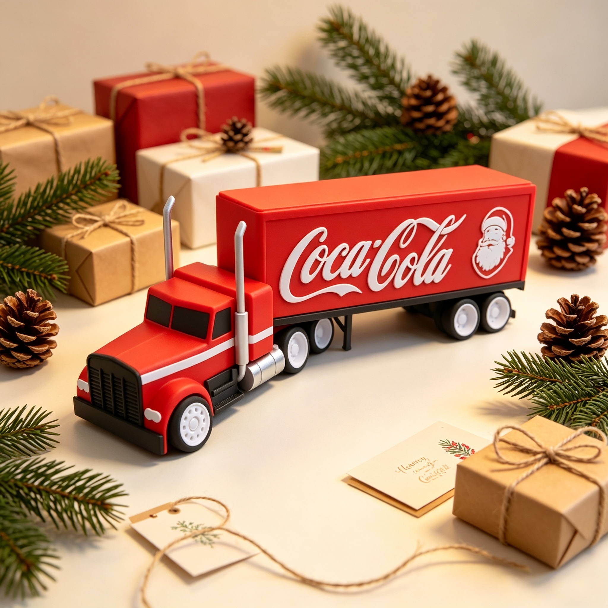 Classic Santa 3D Printed Holiday Decoration Semi Truck Figurine Candy Storage Ornament