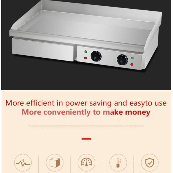 Dual Temperature Control Knobs Electric Flat Plate Griddle for Restaurant Kitchen