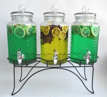 3 PC glass juice / beverage dispensers
