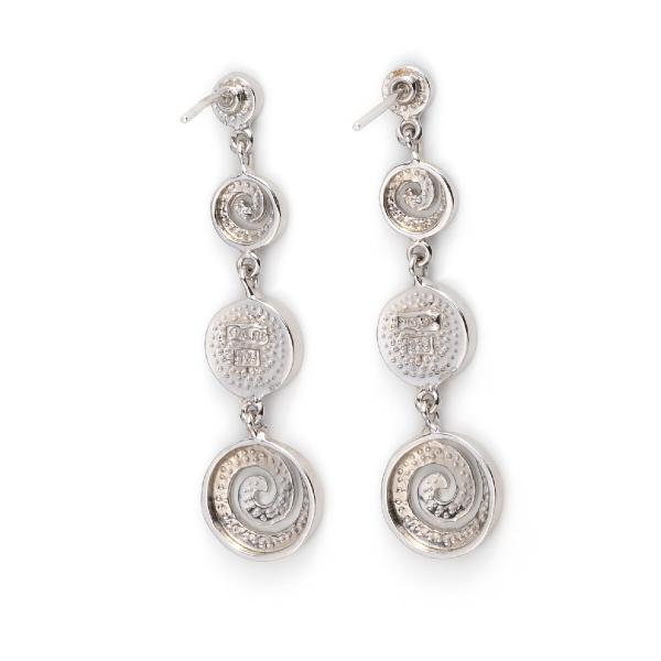 925  With Sterling Silver Greek  Key  Blue Opal Dangle Meander Meandros Earrings For Women
