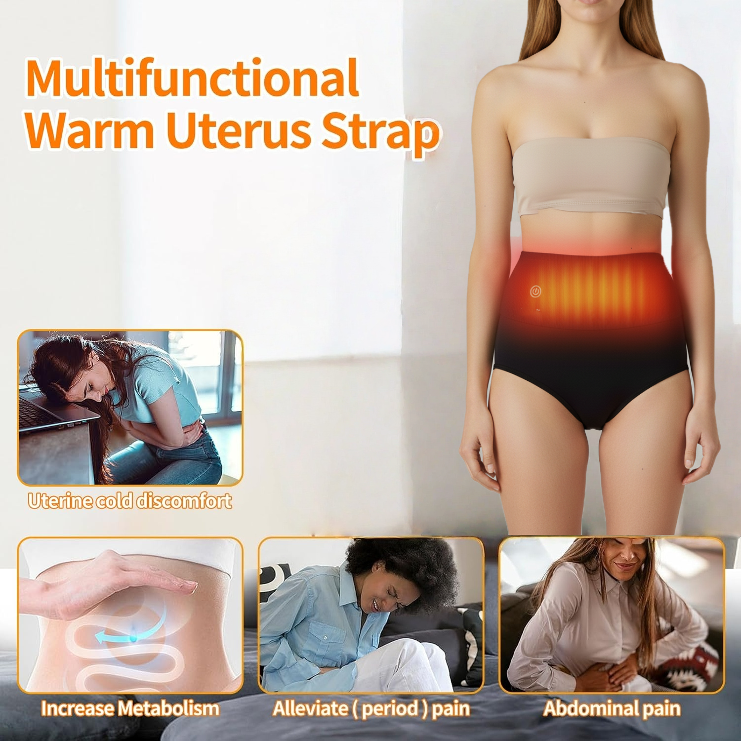 Customizable Graphene Electric Heated Panties Antibacterial For Women​ Warm Palace Heated Underwear