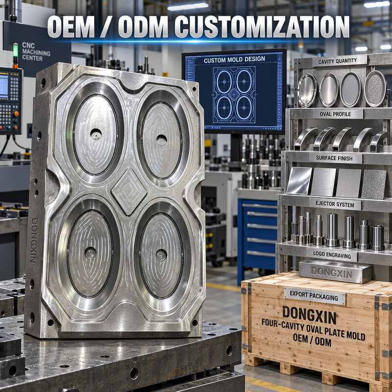 Four Cavity Melamine Oval Plate Mold with Customized Size and P20 / 718 Steel for Compression Molding