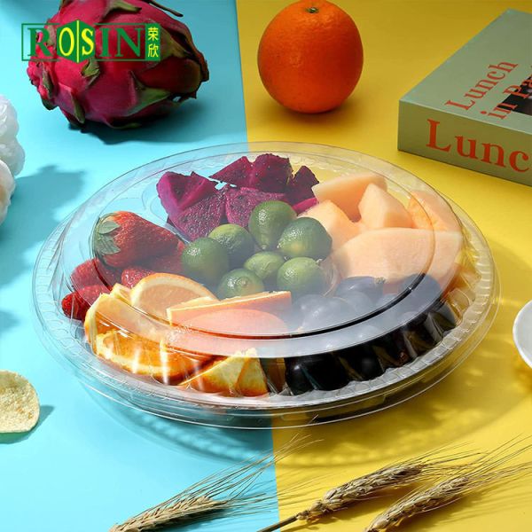 6 Cavity Disposable Plastic Fruit Containers With Anti Fog Transparent Cover