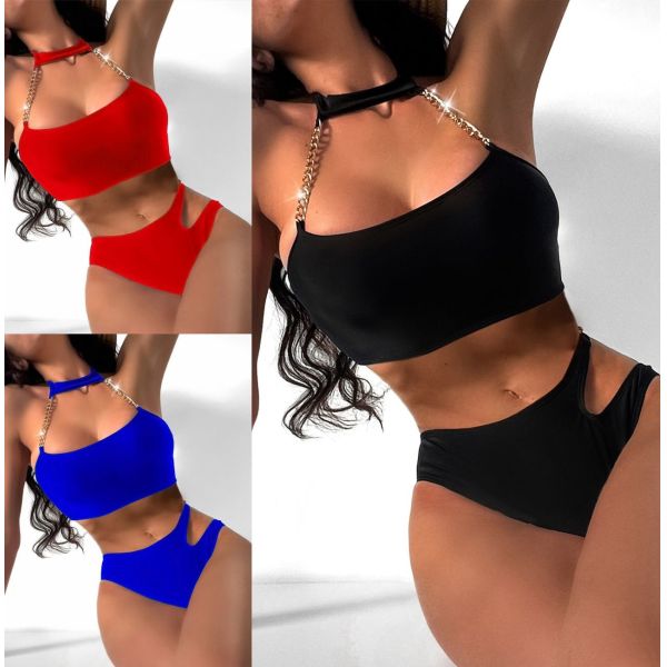 Bandeau Nylon Bikini Red Blue Black Sexy Swimwear Backless The New Type Comfortable Moisture Permeable High Elastic