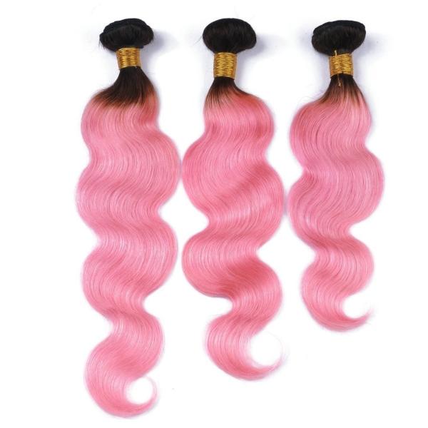Brazilian Human Hair Body Wave Hair 1B/Pink Color Bundles With 13*4 Frontal Lace Closure with baby hair