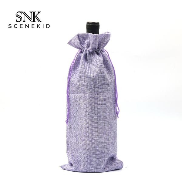 Cotton Pure Color Blank Drawstring Portable Wine Bottle Sleeve