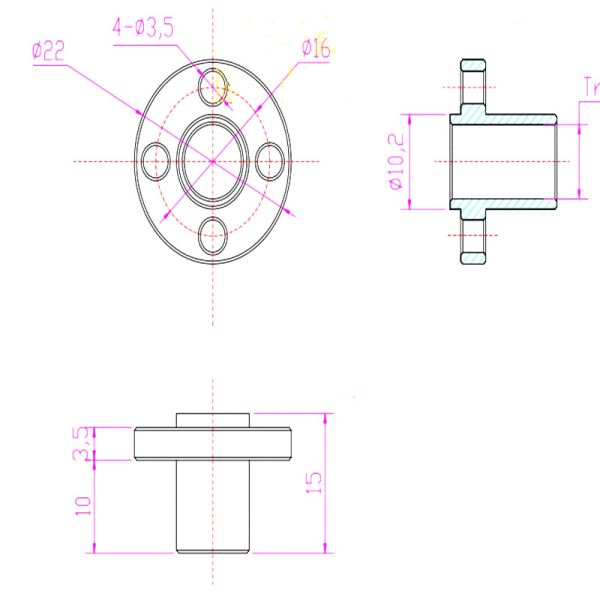 Golden Copper 2mm Pitch 8mm T8 Lead Screw Nut For 3D Printer
