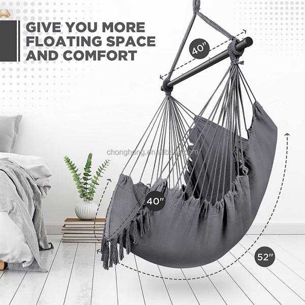 100*130cm 320g poliéster-algodón cuerda colgante colgante hamaca con dos almohadas