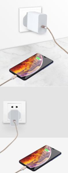 Cargador de pared USB-C de 2 pines, adaptador de alimentación de salida de alta velocidad de 60W para computadora portátil / tableta / teléfono