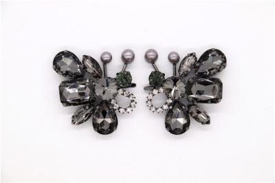 Y Shape Rhinestone Shoe Clips 100mm*95mm Nickel / Black / Gold Color