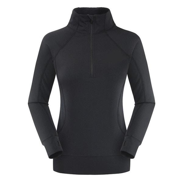 Women long sleeve stand collar thumb hole pullover running winter sweatshirts