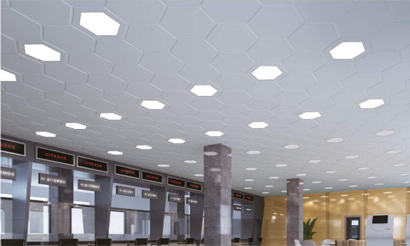 1100 Aluminum Metal Ceiling Hexagon Ceiling Panels 404mm Clip In