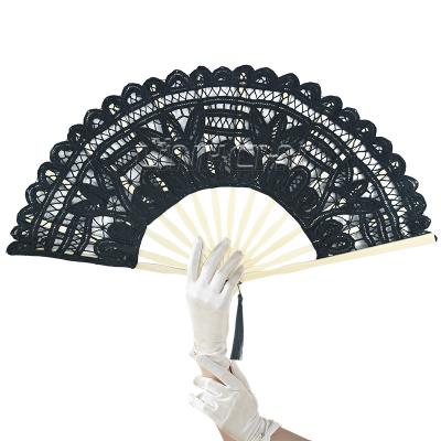 New Fashion Bamboo Hand Fan Wedding Gift Lace Printed Chinese Lace Folding Fan