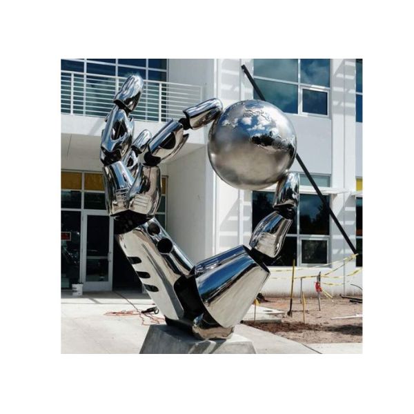 Особенная скульптура руки металла, на открытом воздухе скульптуры сада нержавеющей стали