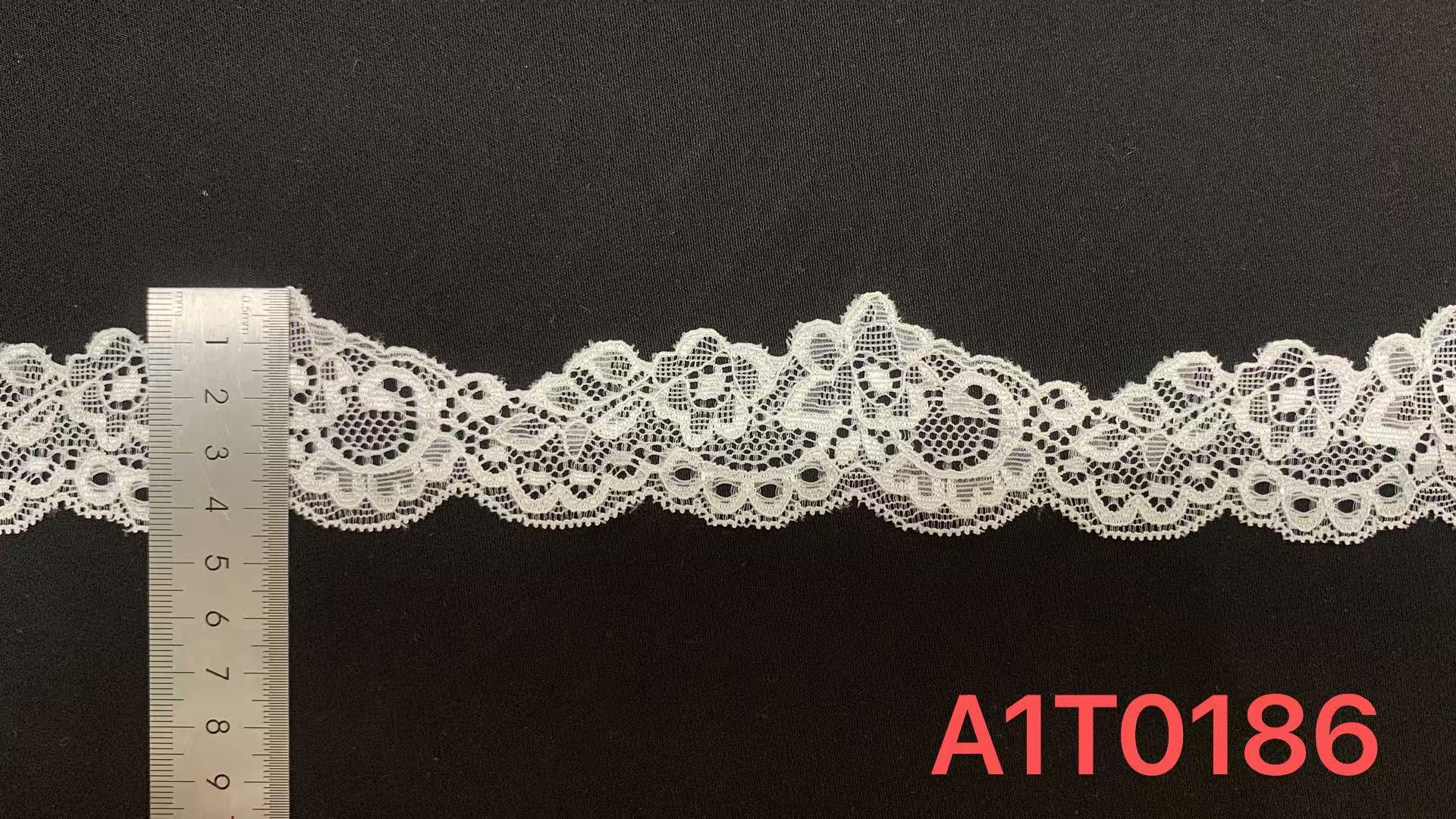 4cm Vintage Curly Floral Hollow Elastic Nylon Lace Trim Double Scalloped Edge Soft Breathable Fabric for Lingerie Nightgown Wedding Dress and Ladies Fashion Apparel Decoration