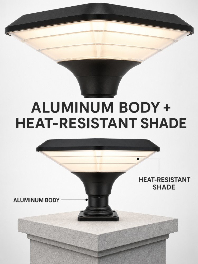 30W Solar Post Top Lights IP65 Waterproof Warm White Pillar Lamp for Landscape Lighting