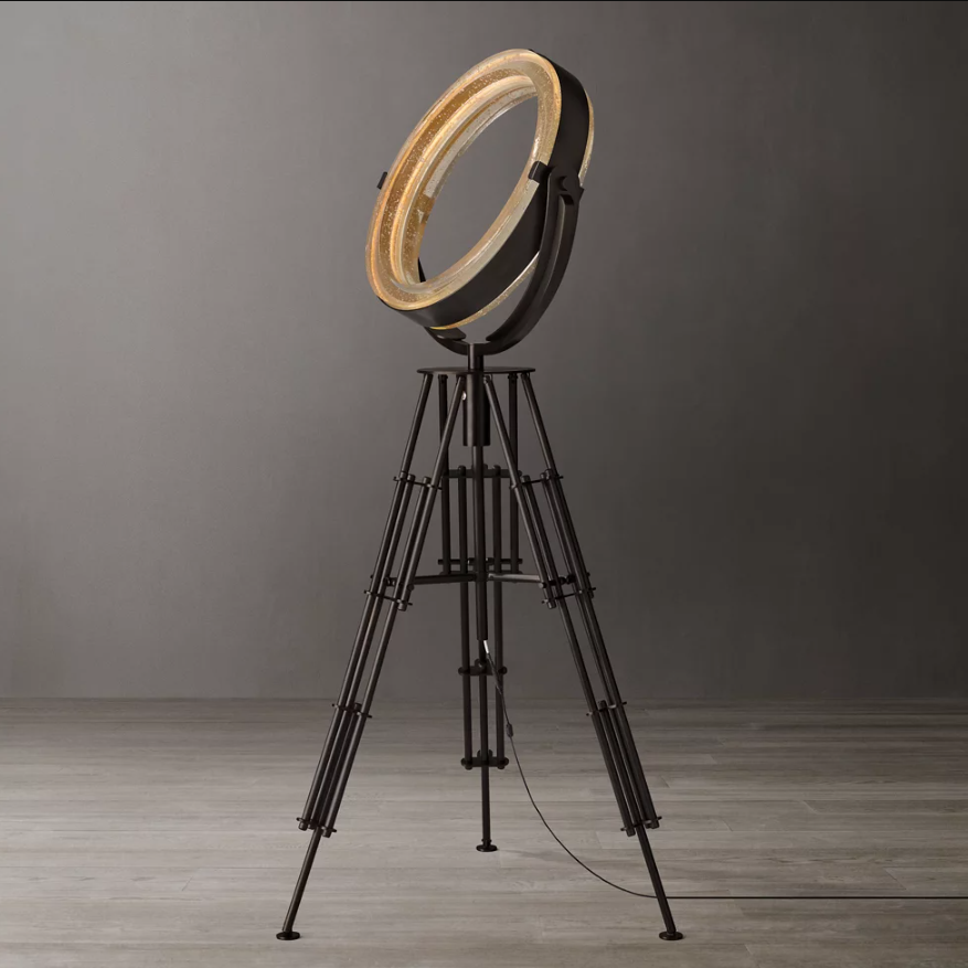 Yihao Farmhouse Luxury LED Copper Adjustable Floor Standing Lamp with 3500K Warm White Light for Living Room and Hotel