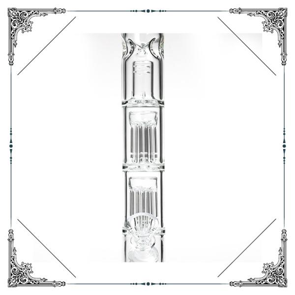 Double Six Arms tree Percolator Bongs 14'' Straight Tube Glass Smoking Water Pipe Bong