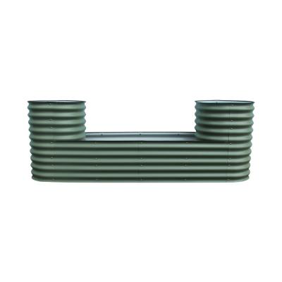 Cama de jardim galvanizado 7.9 * 2 * 2.6 Ft Caixa de plantação de metal irregular Para plantar plantas ao ar livre Legumes verde claro