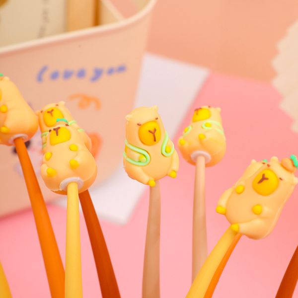 Cute dibujos animados Animal Shaking Gel Plumas 0.5 mm, tinta negra Gel de escritura Plumas para el suministro escolar Estudiantes Regalos para niños, 6 paquete