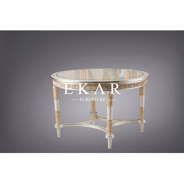 Living Room Europe Style Hand Carved Round Coffee Table Tea Table FLN-M-CJ401