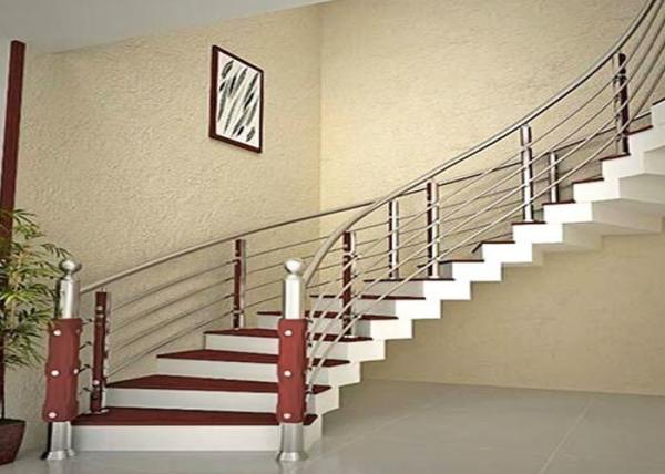 Curved Stainless Steel Railing / Interior Metal Stair Railing Good Horizontal Load Resistance