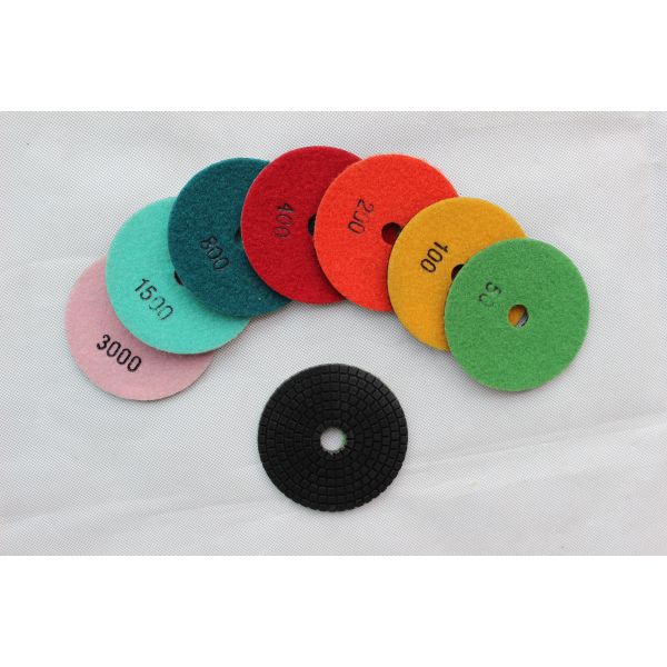 Black 4 Inch 3mm Diamond Wet Pollishing Pad For Polishing Marble Granite Concrete Floor