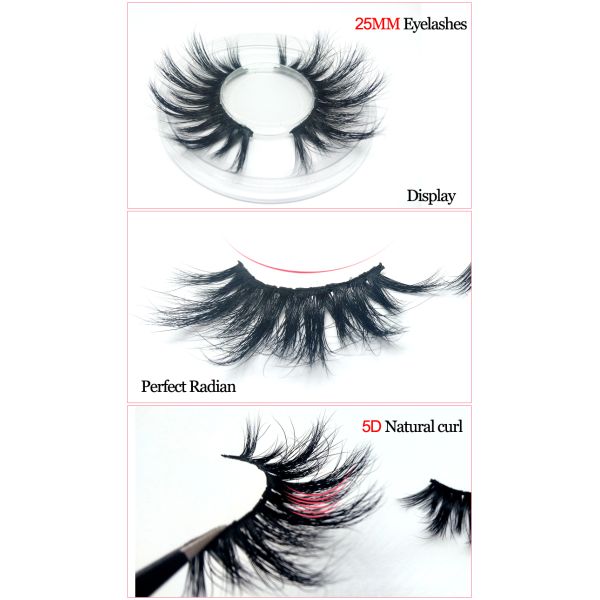 5D 25mm Natural Looking Strip Lashes Dramatic Waterproof Soft Cotton Band