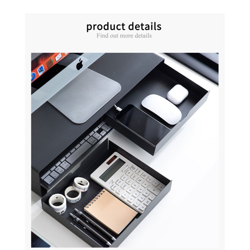 Computer Riser Stand Monitor Stand Office Workstation Desktop Drawer Storage Rack Metal Drawer Organization