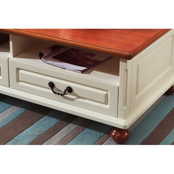 American Countryside Style Wooden Drawers SquareTea Coffee Table
