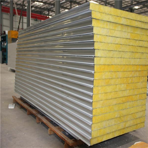 good sound insulation 35kg / m3 50mm grey white double steel glass wool sandwich panel