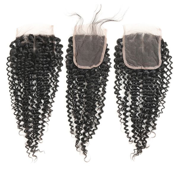 Очистите закрытие 4 * 4 шнурка человеческих волос утка, человеческие парики шнурка с волосами младенца