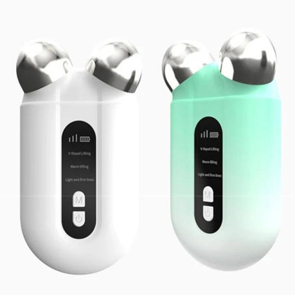 3D Facial Neck Massager Anti Aging Wrinkle Remover EMS Double Roller Face Massager