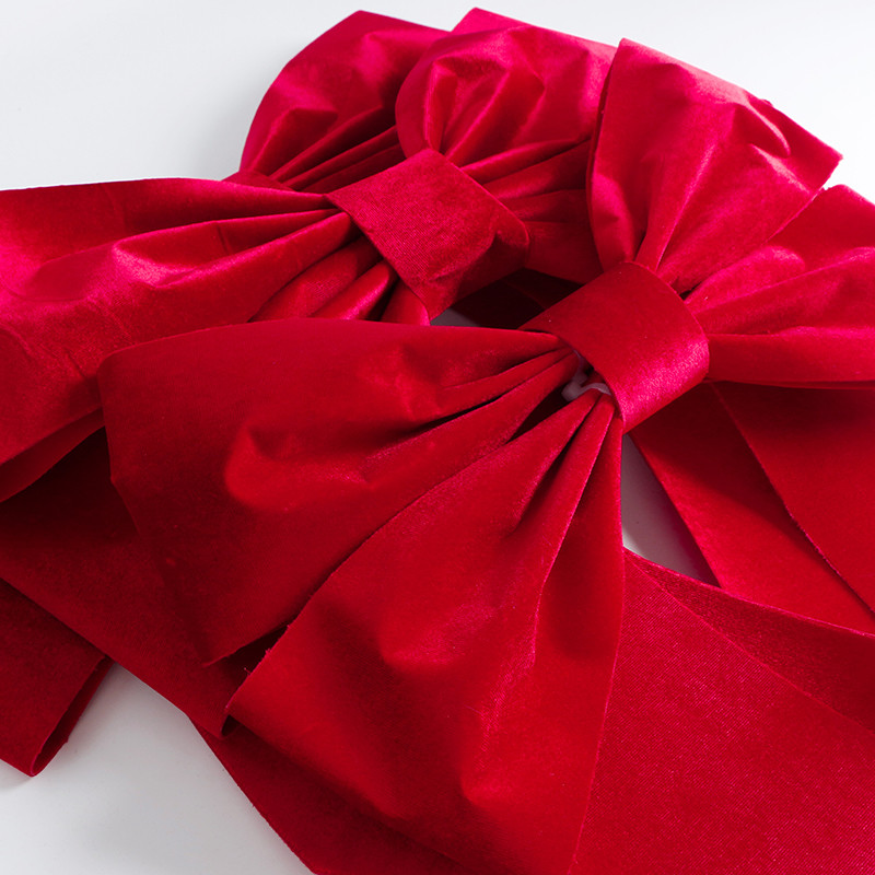 MSD Window Decor Giant Velvet Bow with 3D Decor Customizable Red Velvet Ribbon Bows