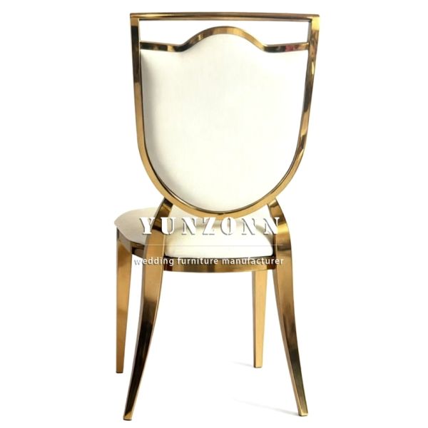 Modern European Wedding Event Banquet Hall Furniture Stainless Steel Frame Luxury White Dining Chair