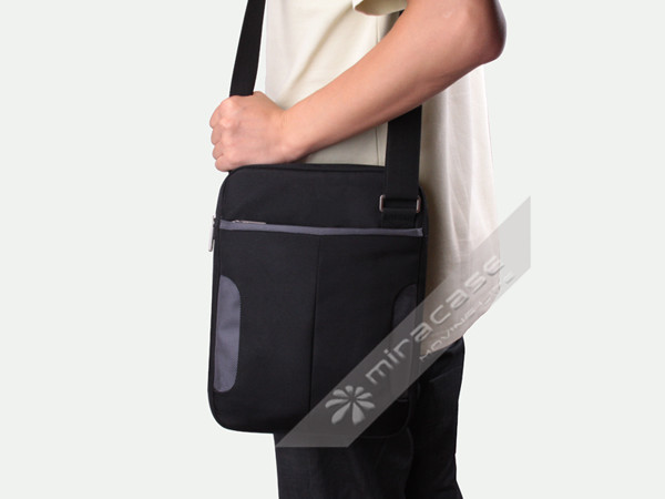 Black Nylon 11” Mens Laptop Messenger Bag for New iPad & Other Tablet & Netbook