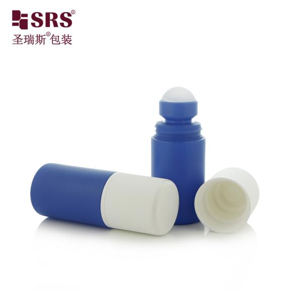 RPPC1-60ML Blue Matte Plastic PP Deodorant Roll On Bottle With Child Resistant Cap No Leakage