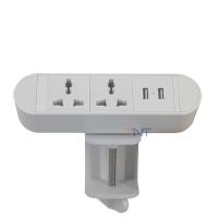 estação da tomada de poder do cabo de 2021 6,56 Ft com distribuição branca do soquete da tira do poder da mesa da mobília de 2 porta usb do universal 2