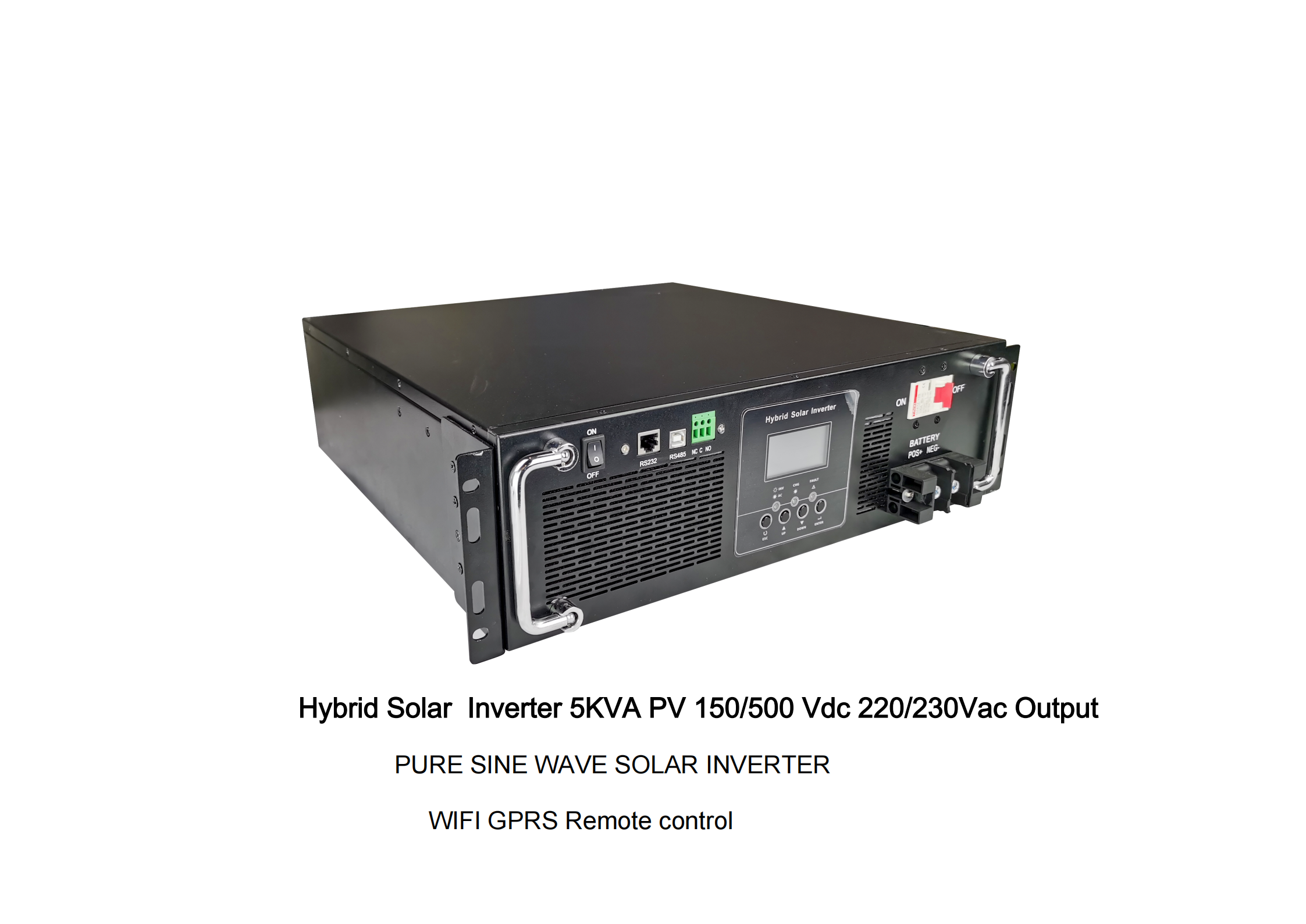 Рак Монтаж Чистый Сине-Вейр Гибридный Солнечный Инвертор 5KW PV 150/500Vdc 220/230Vac Выход Wifi GPRS для BTS