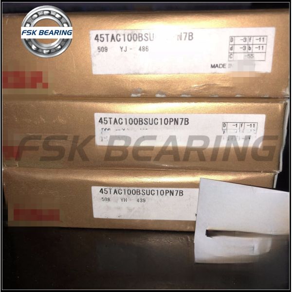 Chrome Steel 45TAC100BSUC10PN7B Angular Contact Thrust Ball Bearing 45*100*20mm Long Life High Speed
