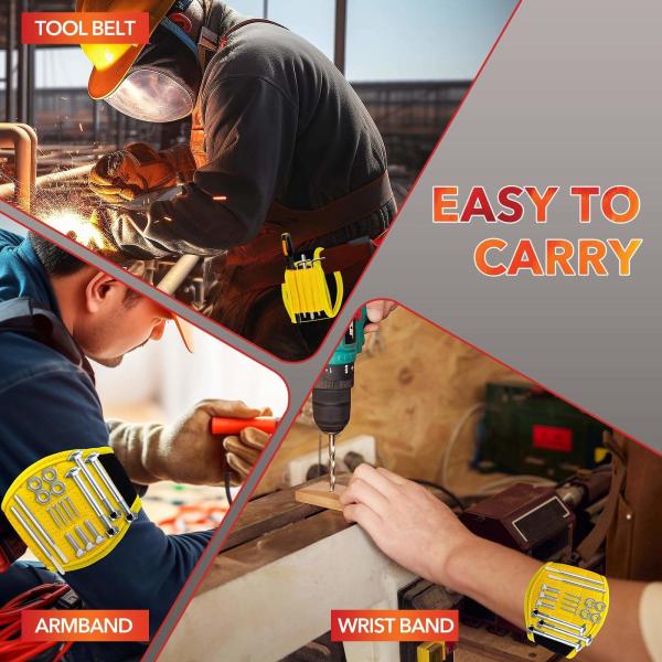 Waterproof Magnetic Wristband With Flashlight For Holding Screws Nail Drill Bit