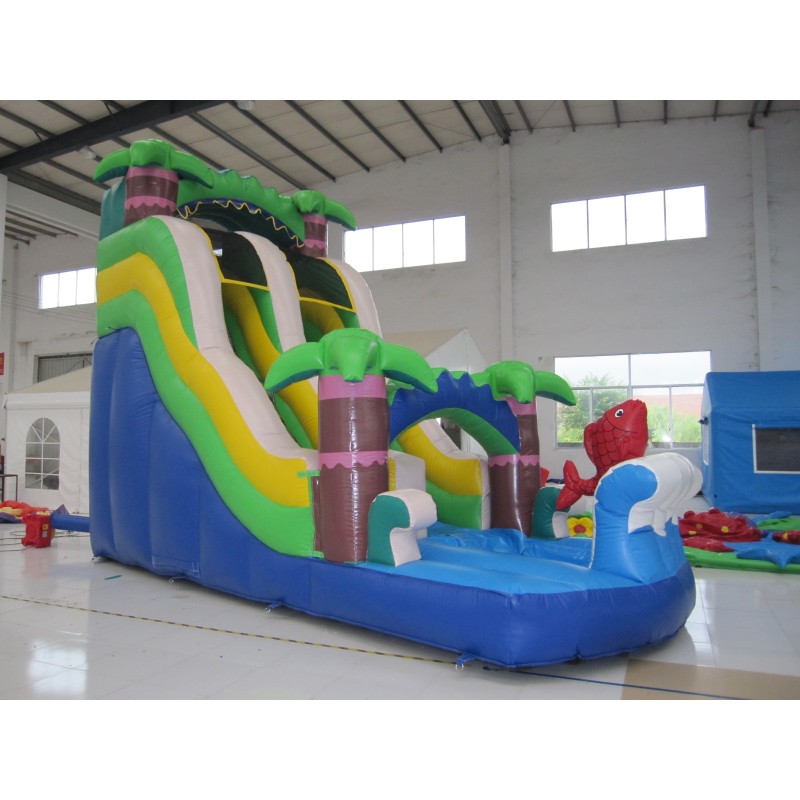PVC Material Water Slide Inflatable Commercial Adults Kids Size Nice Palm Tree Backyard Inflatable Large Slide