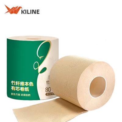 4 Ply Unbleached Bamboo Toilet Paper Roll Brown 100gsm