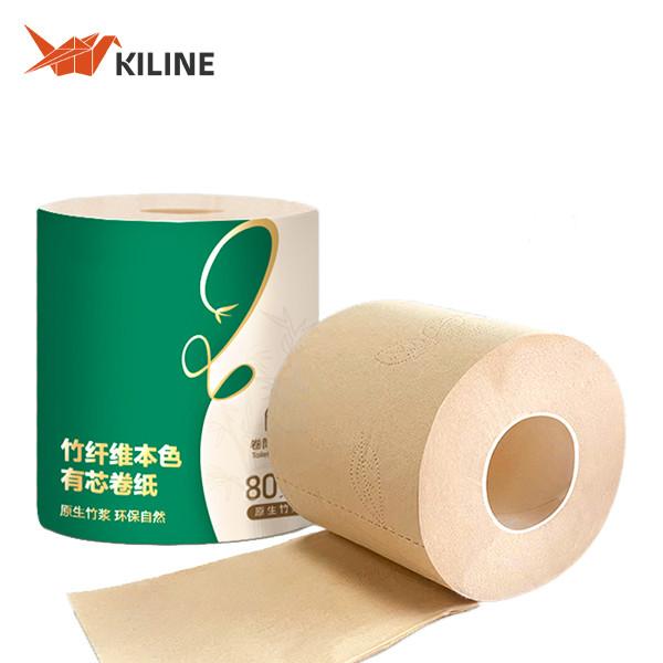 4 Ply Unbleached Bamboo Toilet Paper Roll Brown 100gsm